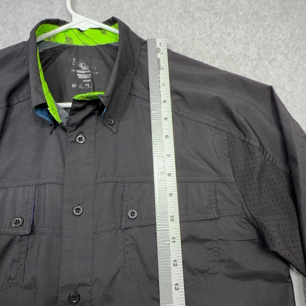 Huk Shirt Mens Medium Black Long Sleeve Vented Performance Fishing Top Flip Cuff - Picture 8 of 15